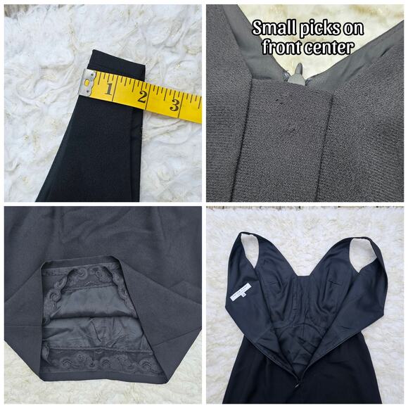Sleeveless LBD Little Black Dress Trina Turk Size 4 Solid Black VNeck V-Back - Picture 6 of 9